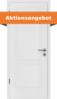 Weißlack Design Stiltür Emilia 2 – Komplettpaket mit Zarge & Buntbart-Griff