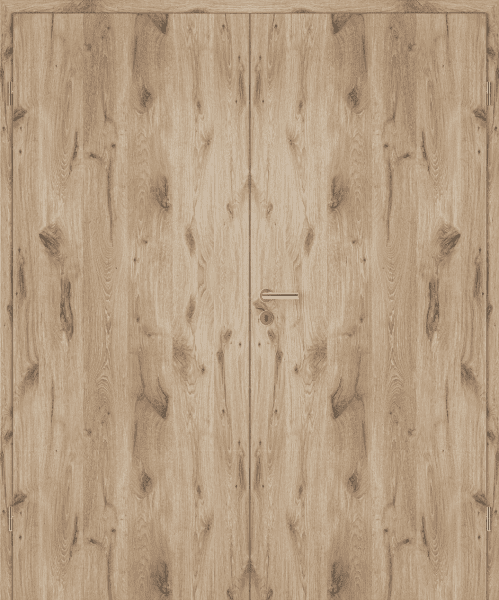 DURAT® Nordische Wildeiche Struktur längs Innentür zweiflügelig mit Zarge