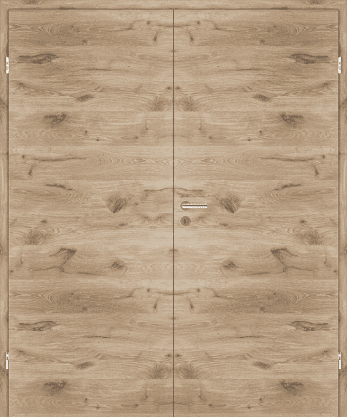 DURAT® Nordische Wildeiche Struktur quer Innentür zweiflügelig mit Zarge