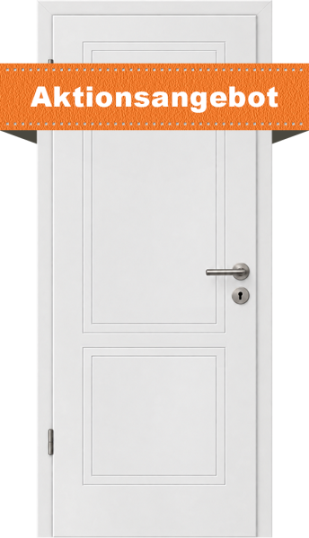 Weißlack Design Stiltür Emilia 2 – Komplettpaket mit Zarge & Buntbart-Griff