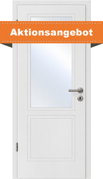 Weißlack Design Stiltür Emilia 2LA – Komplettpaket mit Zarge & Buntbart-Griff